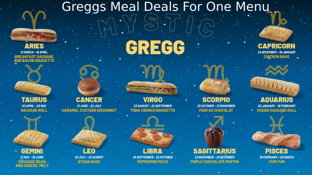UK Greggs Meal Deals For One Menu