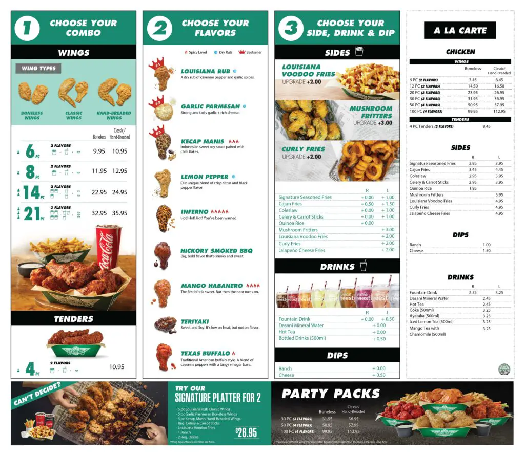 Wingstop Menu Latest Prices UK 2024