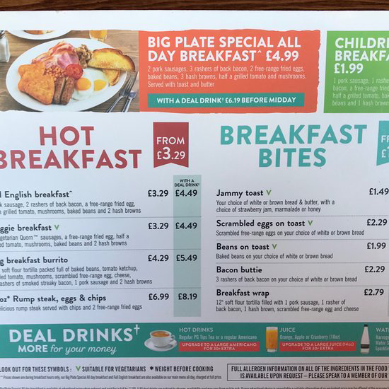 Hungry Horse Breakfast Menu Prices