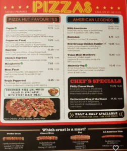 American favourites Pizza Hut Menu UK