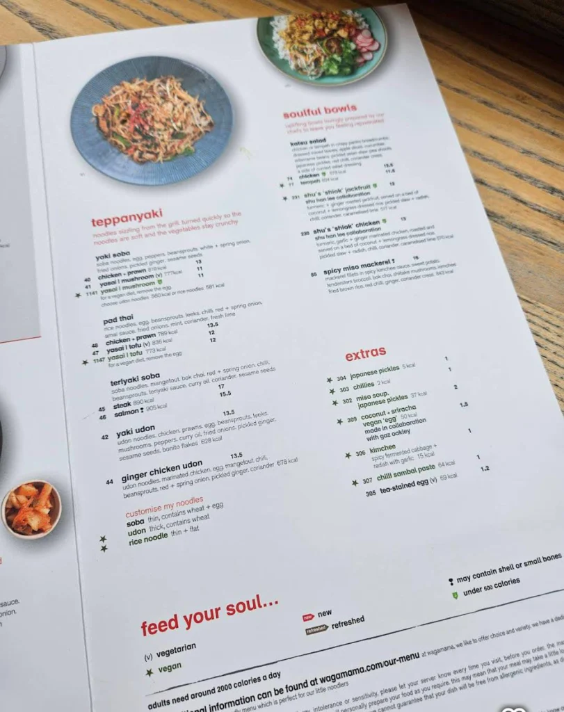 Wagamama Menu Latest Prices UK 2025