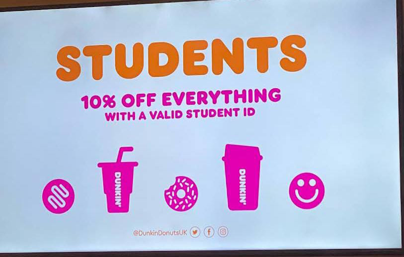 student offer at Dunkin Donuts Menu UK