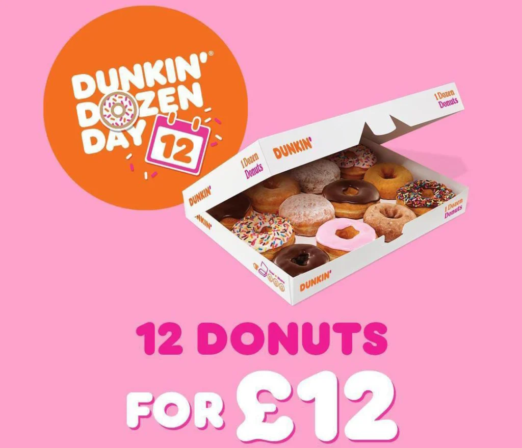 12 donuts offer at Dunkin Menu uk
