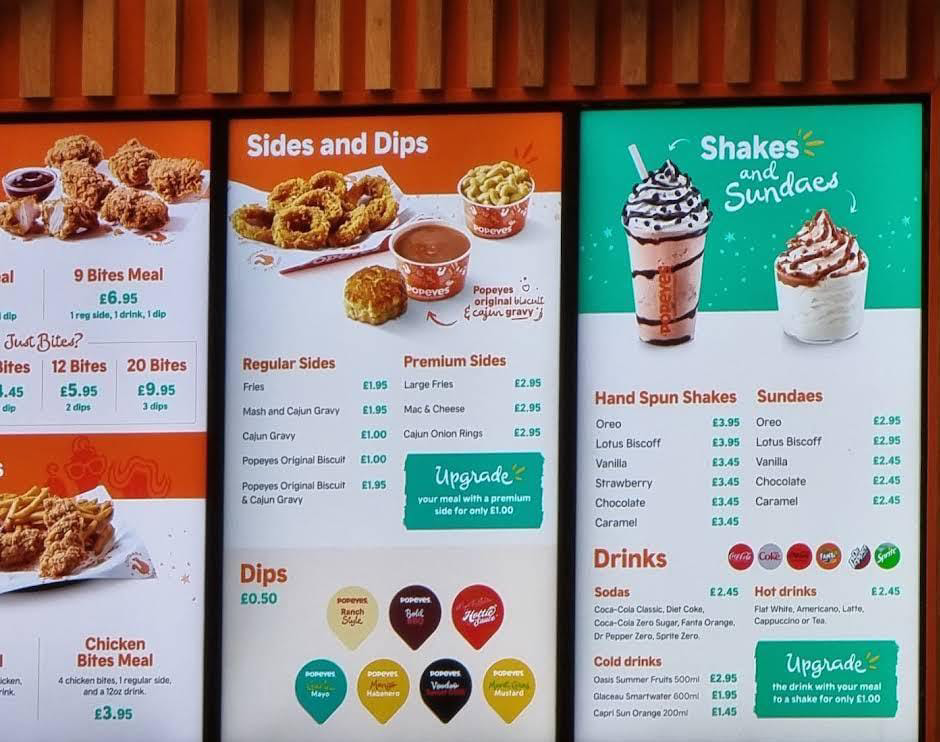 shakes at Popeyes Menu uk