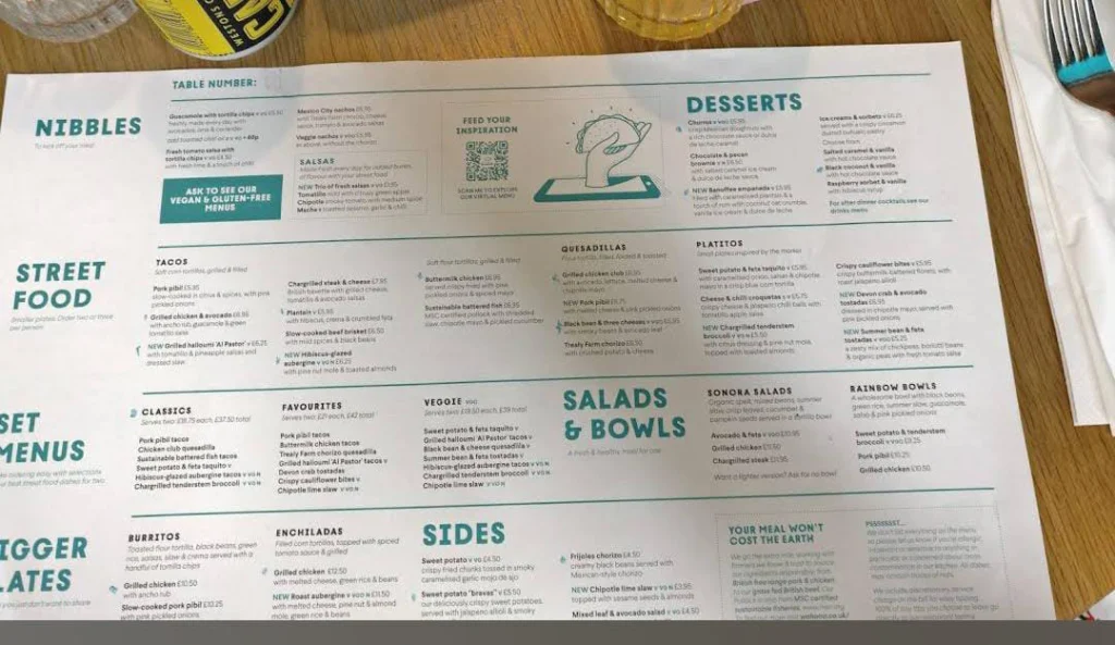 salad at Wahaca Menu uk