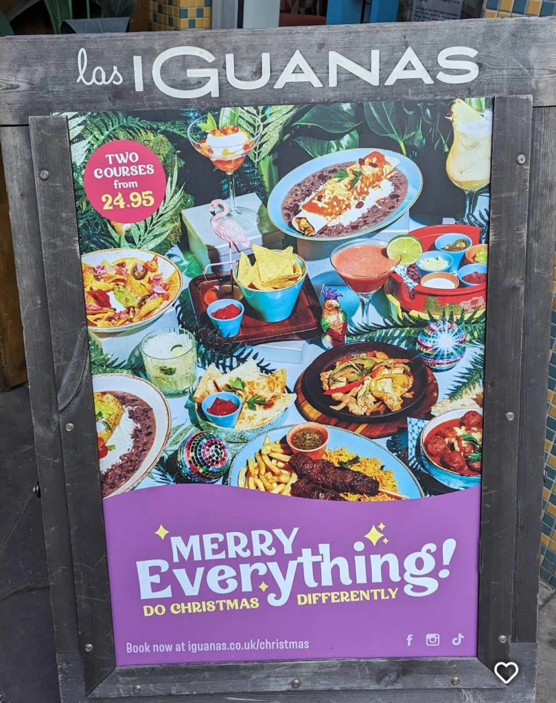 Merry Everything at Las Iguanas Nottingham Menu uk