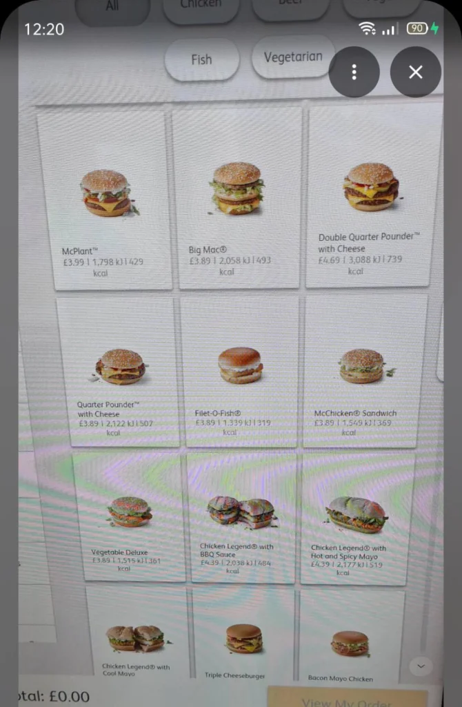 Burger at McDonald’s Oxford Street Menu uk