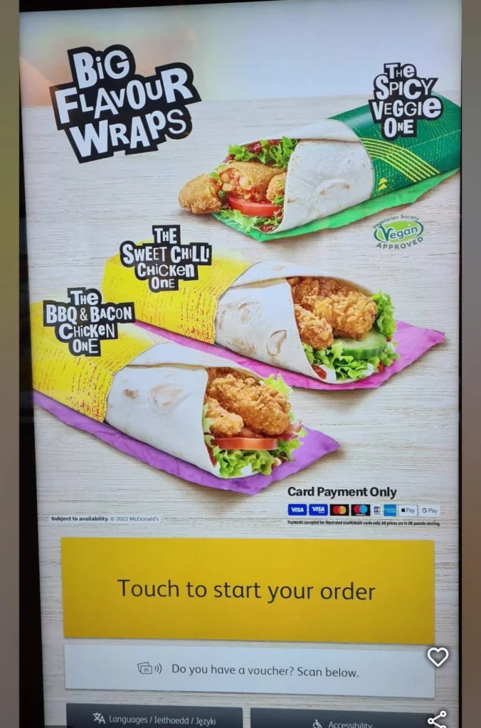 Wraps at McDonald’s Oxford Street Menu uk