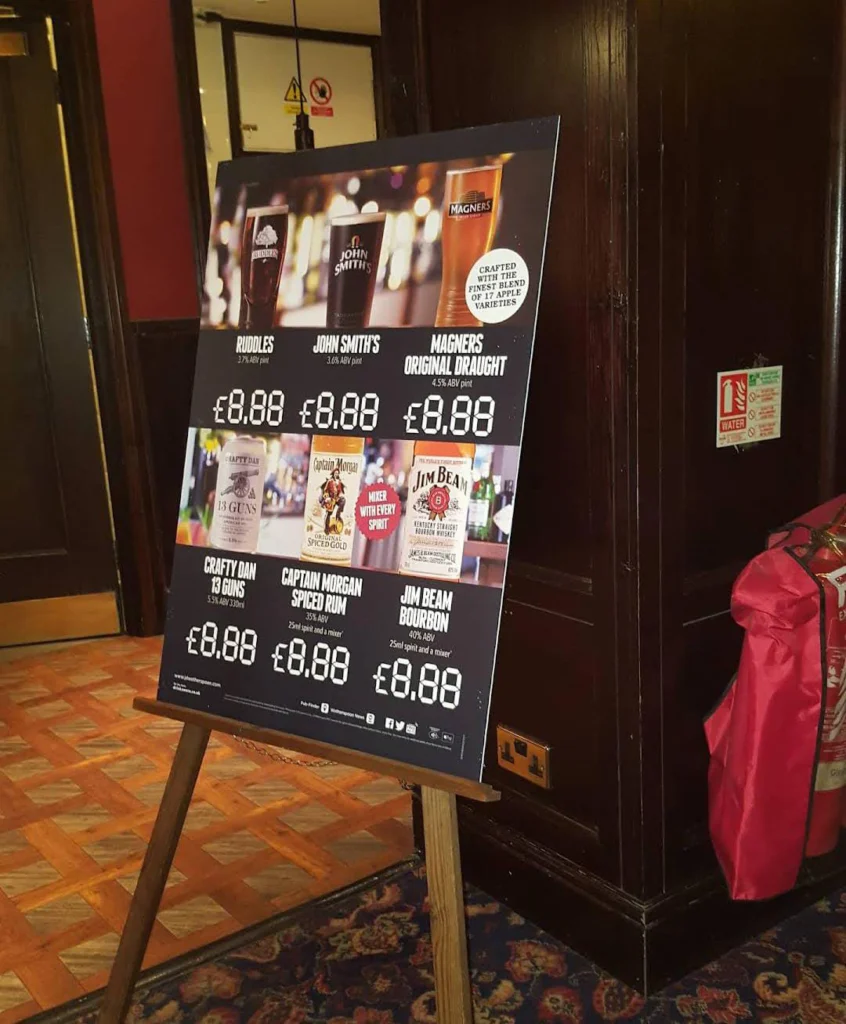 rum menu at Wetherspoons Menu UK