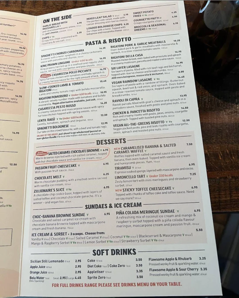 sides menu at Zizzi Tower Hill Menu uk