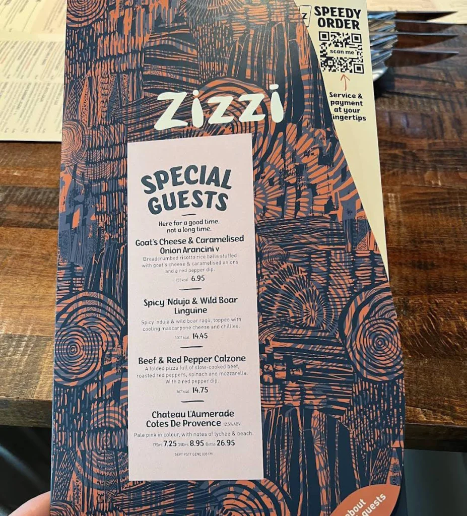 special guests at Zizzi Tower Hill Menu uk