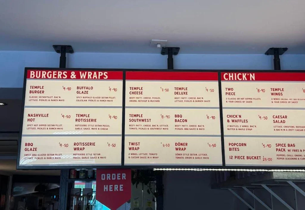wraps at Temple of Seitan Menu UK